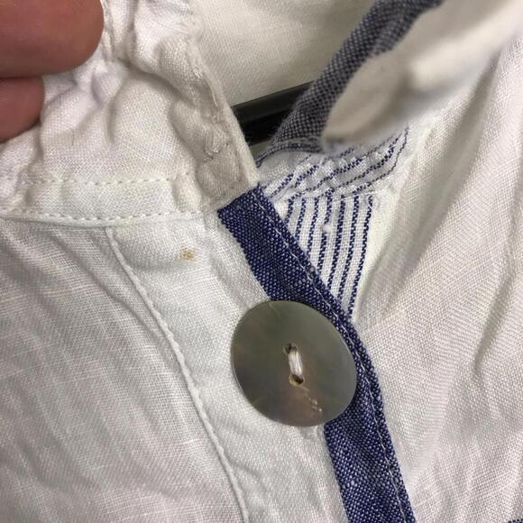 John Mark Top Womens Small Linen Plaid Bell Sleeve Button Front Large Buttons - Picture 4 of 9